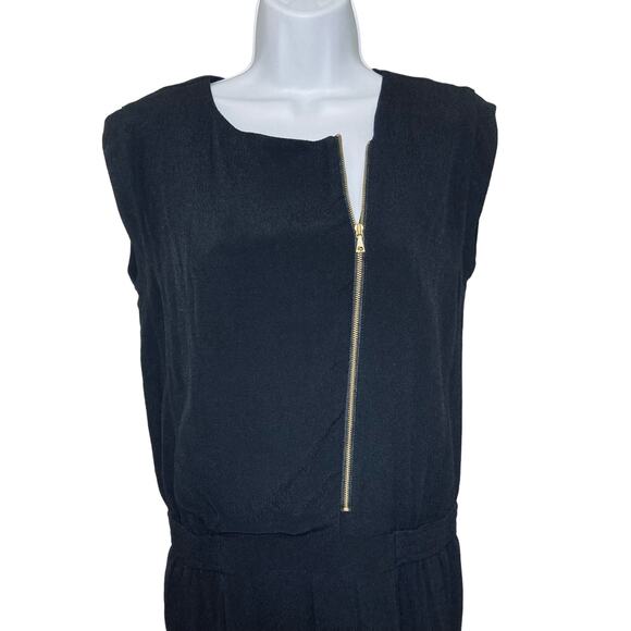 J.Crew Black Sleeveless Jumpsuit Angled Asymmetrical Front Zipper Jogger Size 2P - Picture 6 of 16